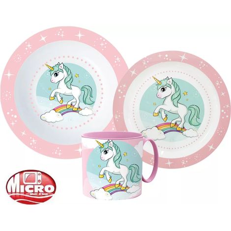 Juego de vajilla UNICORNIO: plato, tazón y taza. (1/2)