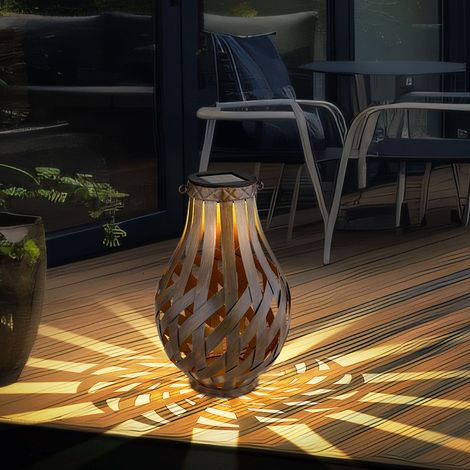 Lanterna decorativa da giardino Lanterna solare con rete di bambù da appendere o in piedi, LED bianco caldo, PxH 27x17,5 cm, terrazza giardino (1/5)