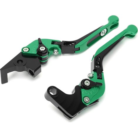 2 verstellbare CNC-gefräste Brems- und Kupplungshebel aus Aluminium, passend für YAMAHA XJ6 DIVERSION (2009–2015), Grün (1/5)