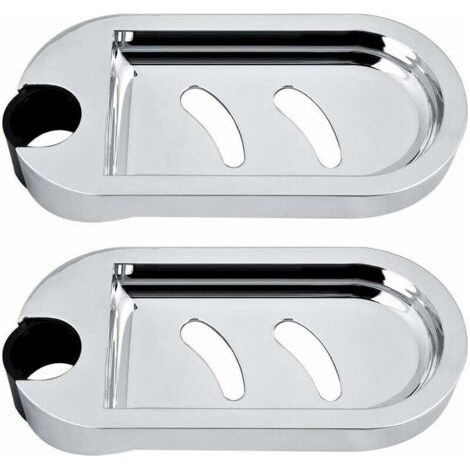 Porte-savon pour douche réglable – 2 pièces en ABS chromé – Compatible barre de douche diamètre 25 mm – Circulation d'air pour savon sec