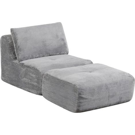 Sofa 1-Sitzer Relaxsessel mit Hocker, Cordstoff, ohne Montage