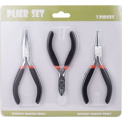 Kit 3 Pinces pour Création de Bijoux Triomphe: 1 Pince à Bout Rond, 1 Pince Plate, 1 Pince Coupante, Poignée Noire, 315x70x10mm (1/5)