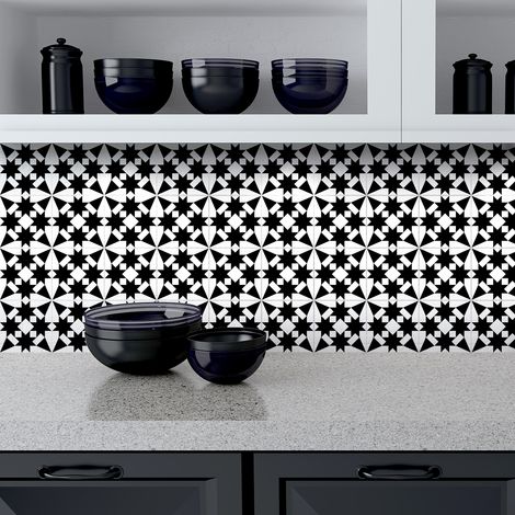 Sticker Mural Carrelage adhésif Cuisine Salle de Bain - 24 STICKERS CARREAUX DE CIMENT ORIENTAL GIZEH - 24stickers10x10cm (1/5)