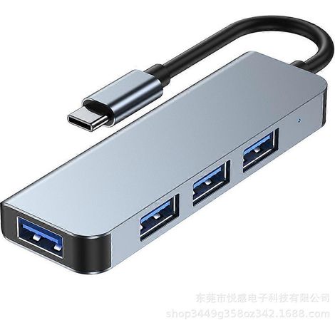 Hub USB-C, convertisseur USB Type-C vers 4 ports USB 3.0, avec 1 port USB 3.0 et 3 ports USB 2.0, extension portable, station d'accueil USB-C compatible avec MacBook (Type-C) (1/4)
