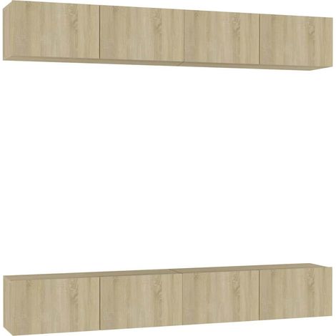 vidaXL Juego de muebles de salón 4 piezas roble Sonoma 100x30x30 cm (1/2)