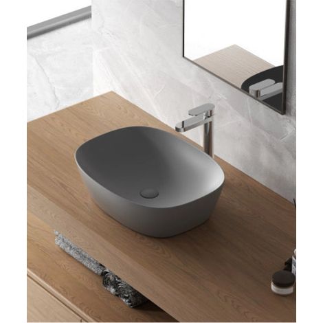 Lavabo a ciotola 50x38 cm grigio opaco in ceramica
