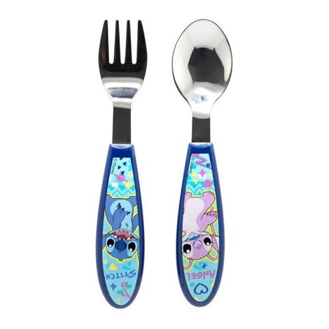 Juego de Cubiertos ThermoBaby LILO & STITCH Azul Turquesa Metal Acero Inoxidable 2 Piezas