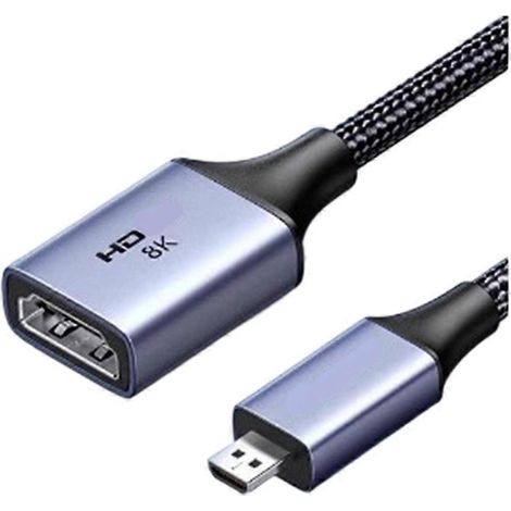 Adaptateur micro-HDMI compatible 8K 60 Hz 3D pour GoPro Hero 7, Raspberry Pi 4, Sony et Nikon câble compatible HDMI (1/5)