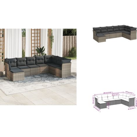 8-tlg. Garten-Sofagarnitur mit Kissen Grau Poly Rattan - Gartenmöbel Set - PE-Rattan Möbel - Outdoor Sofa - Lounge Set - Esszimmergarnitur (1/3)