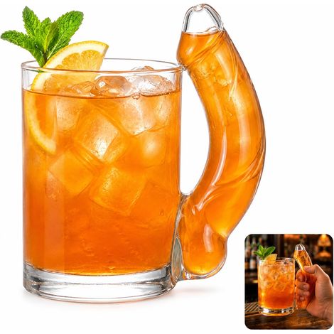 Verre à cocktail soufflé à la main de 59 cl avec support, idéal pour un enterrement de vie de jeune fille - Cadeau original et amusant pour les soirées entre filles et les amatrices de bars (1/5)