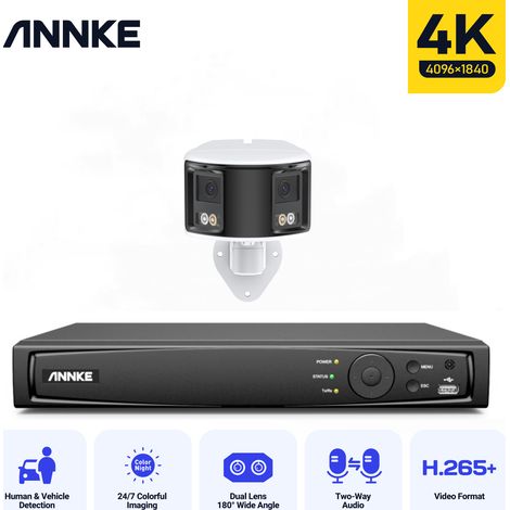 ANNKE 4K PoE Überwachungskamera Set Panorama 180° Doppelobjektivkamera 2 Wege Audio Videoüberwachungssets (1/5)