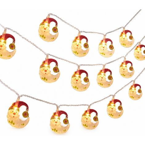 Guirlande Lumineuse LED Noël Père Noël sur Lune, 40 LED, 6 m, à Piles, Fixe et Clignotant (1/5)