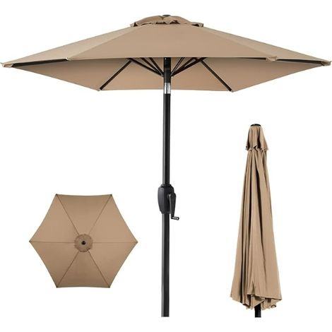 Parasol de Jardin Parasol Inclinable 215cm Toile Protection UV pour Balcon Patio Terrasse Exterieur Beige (1/5)