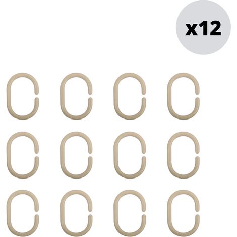 Juego de 12 anillas para cortina de ducha, color beige MSV
