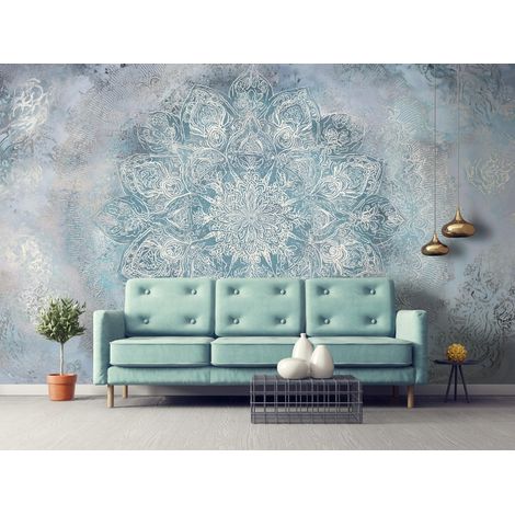 Fototapete Mandala Beton Abstrakt Loft, für Wohnzimmer und Schlafzimmer, 150 x 105 cm – Komplettset inkl. Kleister & Anleitung (1/5)