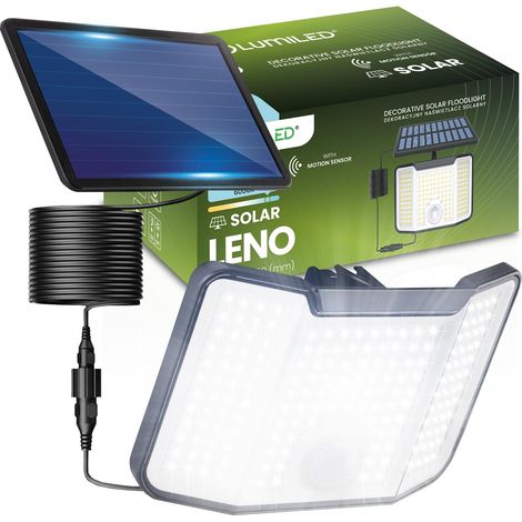 Faro a LED solare per facciate, 6000K, IP44, con sensore di movimento e crepuscolare, Leno Lumiled (1/5)