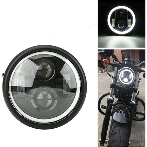 Phare de moto rond à LED de 6,5 pouces, ampoule de phare 12 V pour Sportster, Cafe Racer et Bobber (1/5)
