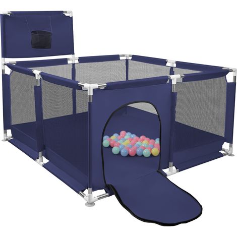 Parc pour bébé, barrière de sécurité, clôture pour enfants, aire de jeux extérieure et intérieure, centre d'activités pour enfants, jouet de jardin, 126 x 126 x 66 cm, bleu marine (1/5)
