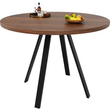 Conjunto de Mesa y Sillas con 1 Mesa Redonda y 4 Sillas, para 4 Personas, Metal, Terciopelo, Nogal y Negro (1/5)