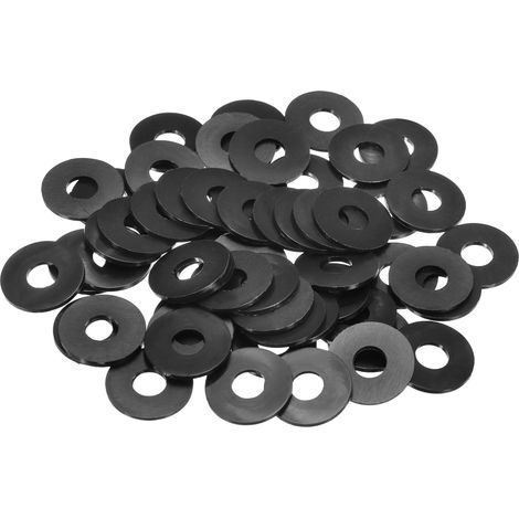 Rondelle Plate En Nylon M6, 55 Pcs 6mm DI 16mm DE 1mm Epais Joint D'Étanchéité En Plastique Espaceur Pour Vis Flanges Robinet Vannes, Noir (1/5)
