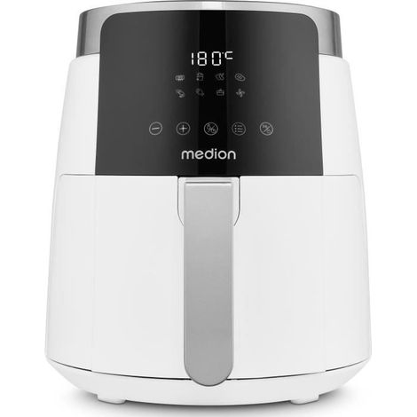 Heißluftfritteuse - MEDION - MD13030 - Digital - Airfryer - 1500 Watt - Timer 60 Min - Bis zu 200°C - 4,7 L - Weiß