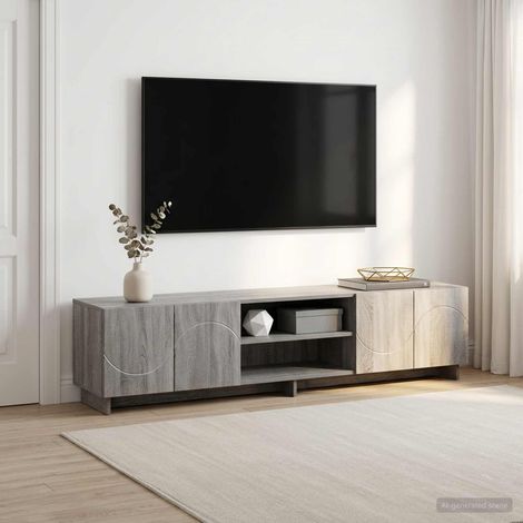 vidaXL TV Stand 180 x 34.5 x 40 cm Grey Sonoma Engineered Wood (1/5)