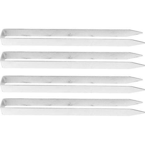 4 piquets robustes en acier inoxydable en forme de U, piquets de sol en forme d'arche de rose pour barrière anti-mauvaises herbes, tuyau d'irrigation en tissu, clôture de confinement. (1/5)
