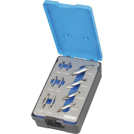 Juego de 10 brocas de centrado para torno 075 - 50 mm Fervi P056/10S (1/3)