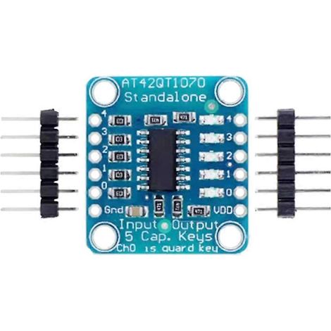 Placa de expansión con sensor táctil AT42QT1070, panel táctil capacitivo de 5 teclas, indicador electrónico DIY, detección capacitiva múltiple. (1/5)