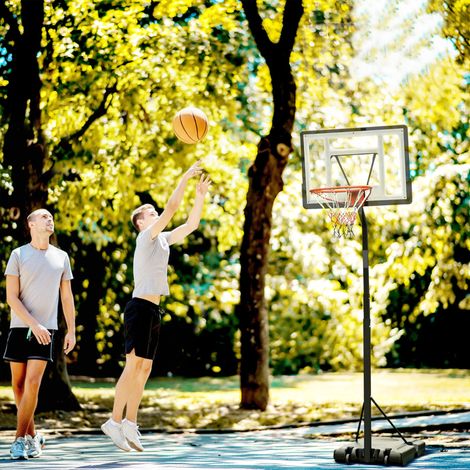 Canestro da basket da esterno con supporto, altezza regolabile da 255 a 305 cm, supporto per canestro con ruote, supporto per tabellone da basket, sistema da basket, acciaio (1/5)