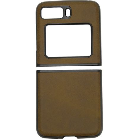 Étui de téléphone en cuir de vachette bicolore pour téléphone pliable Moto Razr 2022, coque résistante aux rayures, vert camouflage. (1/5)