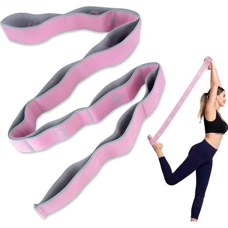 Cinghia digitale per esercizi - Cinghia di supporto per yoga - Allenamento di flessibilità - 10 livelli di resistenza - Dimensioni della confezione 25x15x2 cm - Rosa (1/2)