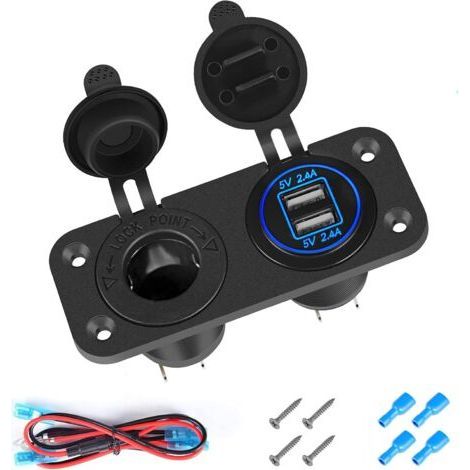 Panneau de Commutation Chargeur Voiture Fonction Dual USB Charger Voltmètre à LED Interrupteur Bascule ON/Off Prise Cigarette pour Bateau Marine (1/5)