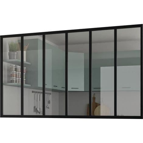 KIT VERRIERE FIXE - OPTIMUM - ALUMINIUM - 6 CARREAUX - H117 X L201,5 CM - NOIR 3532830092155