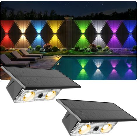 Lampes solaires pour l'extérieur, 4 lampes solaires pour jardin extérieur, appliques murales solaires à 3 modes pour l'extérieur, éclairage solaire pour mur, marches, clôture, porche, terrasse