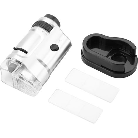 20X-40X Zoom LED Lighted Illuminated Mini Pocket Microscope with Base