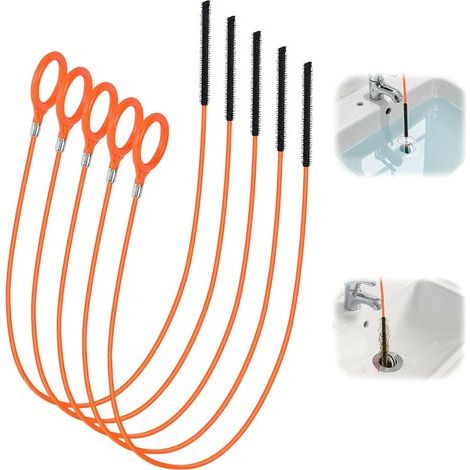 5 Pièces Deboucheur Canalisation, 130 cm Professionnel Furet Deboucheur Canalisation, Attrape Cheveux Baignoire, Réutilisable Flexible Furet Plomberie pour Salles de Bains, Cuisines, Eviers (1/5)