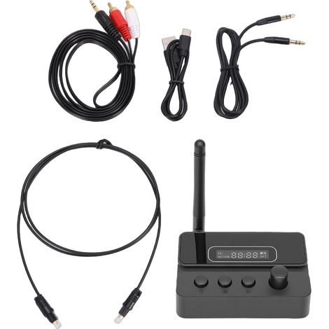 Adattatore audio wireless Bluetooth 5.3 a bassa latenza con trasmettitore e ricevitore per sistema di streaming musicale con altoparlanti stereo. (1/5)