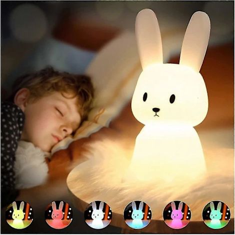 Veilleuse lapin tactile 7 couleurs USB, lampe de nuit décorative pour enfants et Noël (1/5)