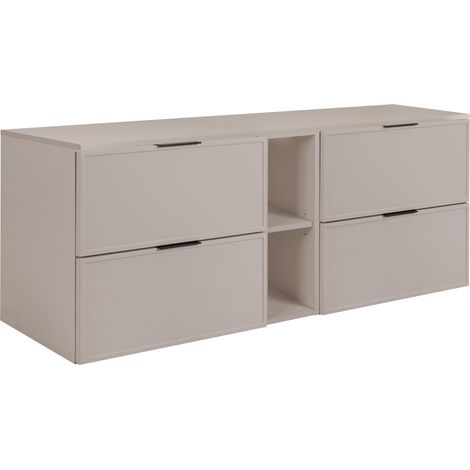 Mobiletto da bagno, Cashmere, maniglia nera, 180 ( 2 x 80 + 20) x 46 x 57 cm (1/5)
