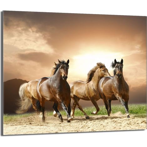 Glas-Herdplattenschutz 60x52 Pferde