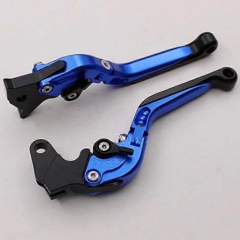 Convient pour la modification de la moto Yamaha FZ16, levier de frein télescopique pliable en alliage d'aluminium réglable (bleu 1) (1/5)