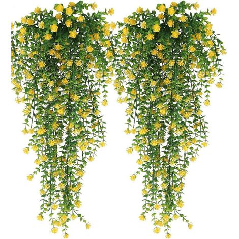 Plante tombante décorative en lot de 2, 76 cm, aspect naturel réaliste, fabrication écologique, haute résistance aux rayons ultraviolets, décoration pour intérieur et espace extérieur (1/5)