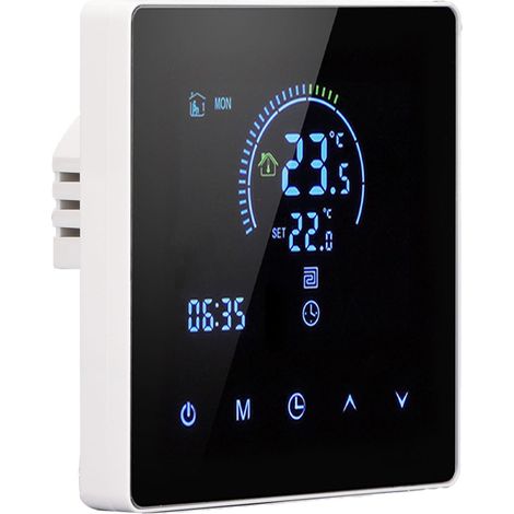 Thermostat intelligent 3A avec écran tactile couleur LCD, chauffe-eau intégré pour la maison, le bureau, les centres commerciaux et les magasins (modèle Wi-Fi blanc). (1/5)