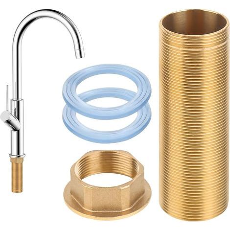 Kit di prolunga per rubinetto da cucina: 3 prolunghe da 10 cm, kit di riparazione per rubinetto in acciaio inox con tubo filettato per rubinetto del bagno. (1/5)