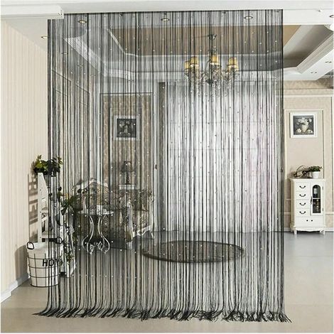 100 x 200 cm Rideau de porte de luxe avec perles de cristal Séparateur de pièce Décoration d'intérieur Rideau de fenêtre de salon (noir) (1/5)