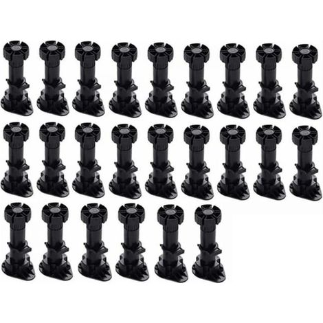 (60mm-80mm)24 Pièces Pieds D'Armoire Plastique,Pied de Meuble,Pied Réglable pour Meuble,Noir Pieds de Meuble Plastique (1/5)
