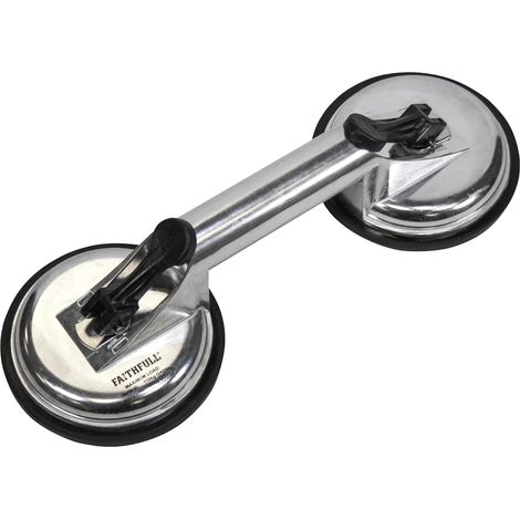Ventouse double patin aluminium 120mm - Lot de 1 - Support lourd 110kg - Pour vitres et panneaux - Usage professionnel (1/5)