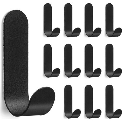 12 Stück Klebehaken, Haken Selbstklebend, Edelstahl Wandhaken Ohne Bohren, Handtuchhaken Badezimmer, Küche Haken zum Kleben (Schwarze, 12 Stück)