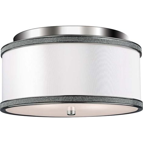 Deckenleuchte Wandlampe Badleuchte Stahl Nickel D 33 cm Kristalleinlage Dekor